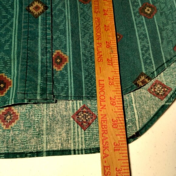 Frontier Series Western Shirt Small Teal Southwest Geometric Button Down READ - Picture 6 of 15